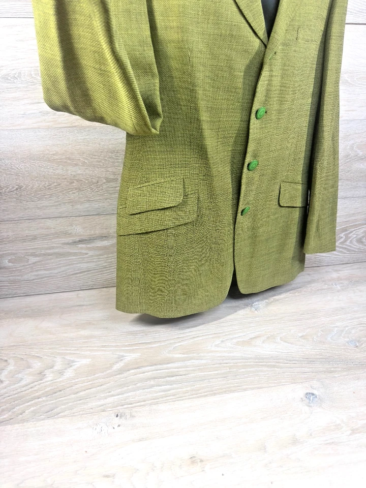 Versace Classic V2 Men's Vintage Lime Green Wool Blazer Made in Spain Size 40R - Image 4 of 4