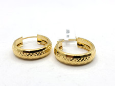24mm Diamond Cut Hoop Earrings 14k Gold Over 925 MEX Sterling Silver 3.08gr