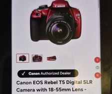 Canon EOS Rebel T5 Digital SLR Camera Red 18-55mm Lens Built-in Flash USB