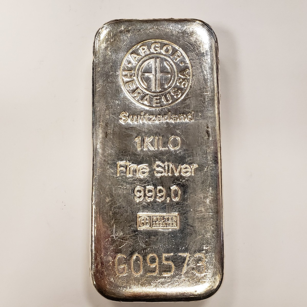 Argor SA Heraeus 1 Kilo .999 Silver 32.15 oz - Switzerland - SKU