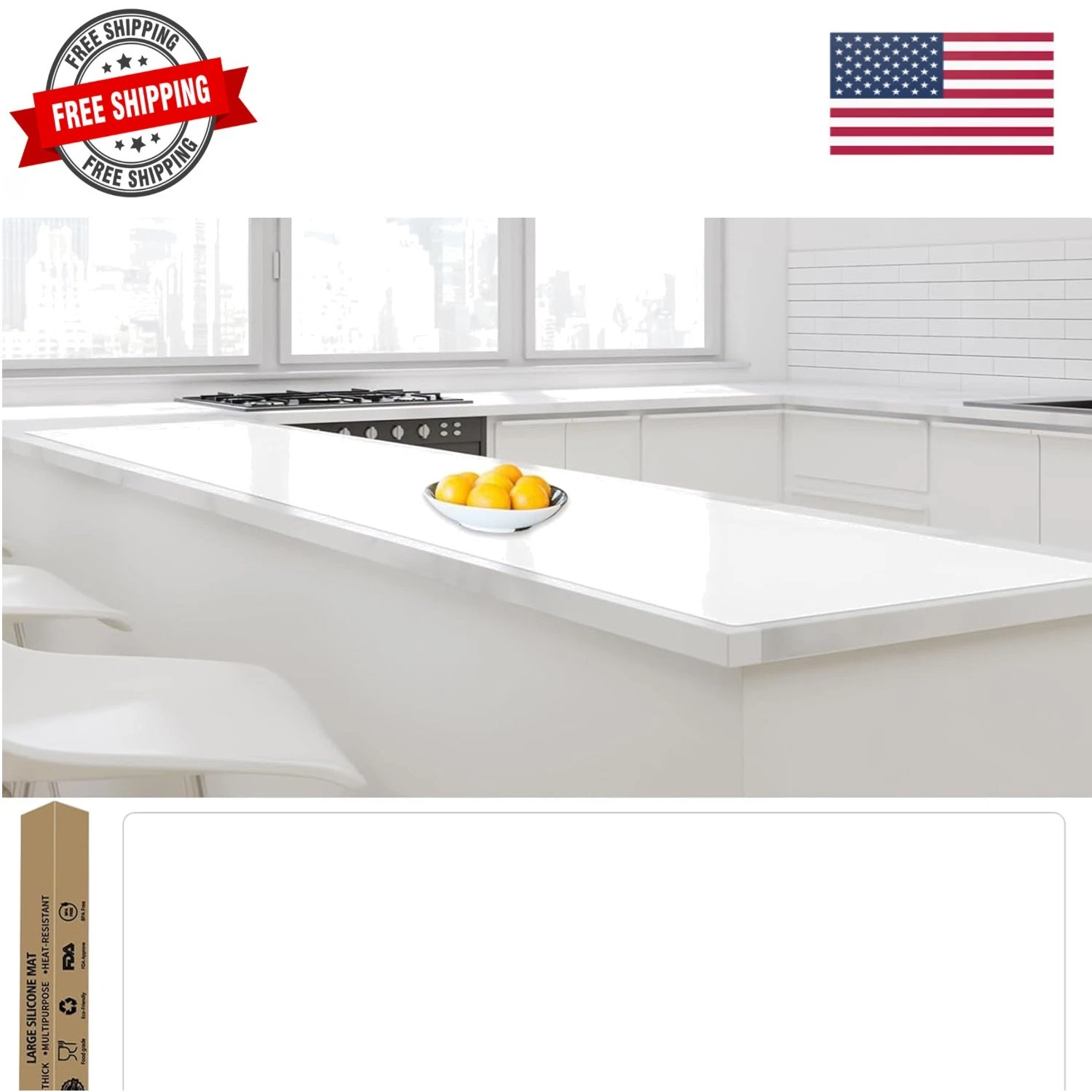 Largest Silicone Mats for Kitchen Counter, 120" x 24" Extra Large Heat Resist...