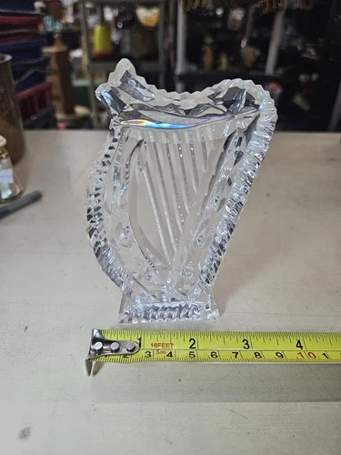🌿Vintage Waterford Hand Cut Irish Crystal Harp Paperweight 5” Tall
