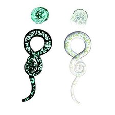 IPINK-Glass Spiral Tapers Kit with Plugs 4 Pieces Glow 2 Pair of 0 Gauge (8mm)
