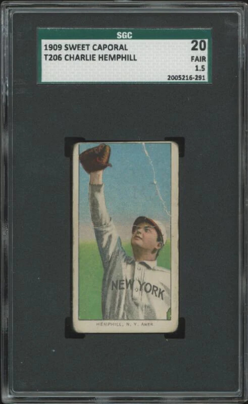 1909 T206 CHARLIE HEMPHILL FAIR SWEET CAPORAL 150 SGC 1.5 NEW YORK HIGHLANDERS