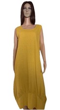SALE For Synthia Dress olive mustard yellow pocket ruffle linen L NWOT