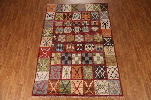 Hand-Knotted Tribal Moroccan Area Rug 7x10 Ft Multicolor Oriental Wool Carpet - Picture 3 of 19