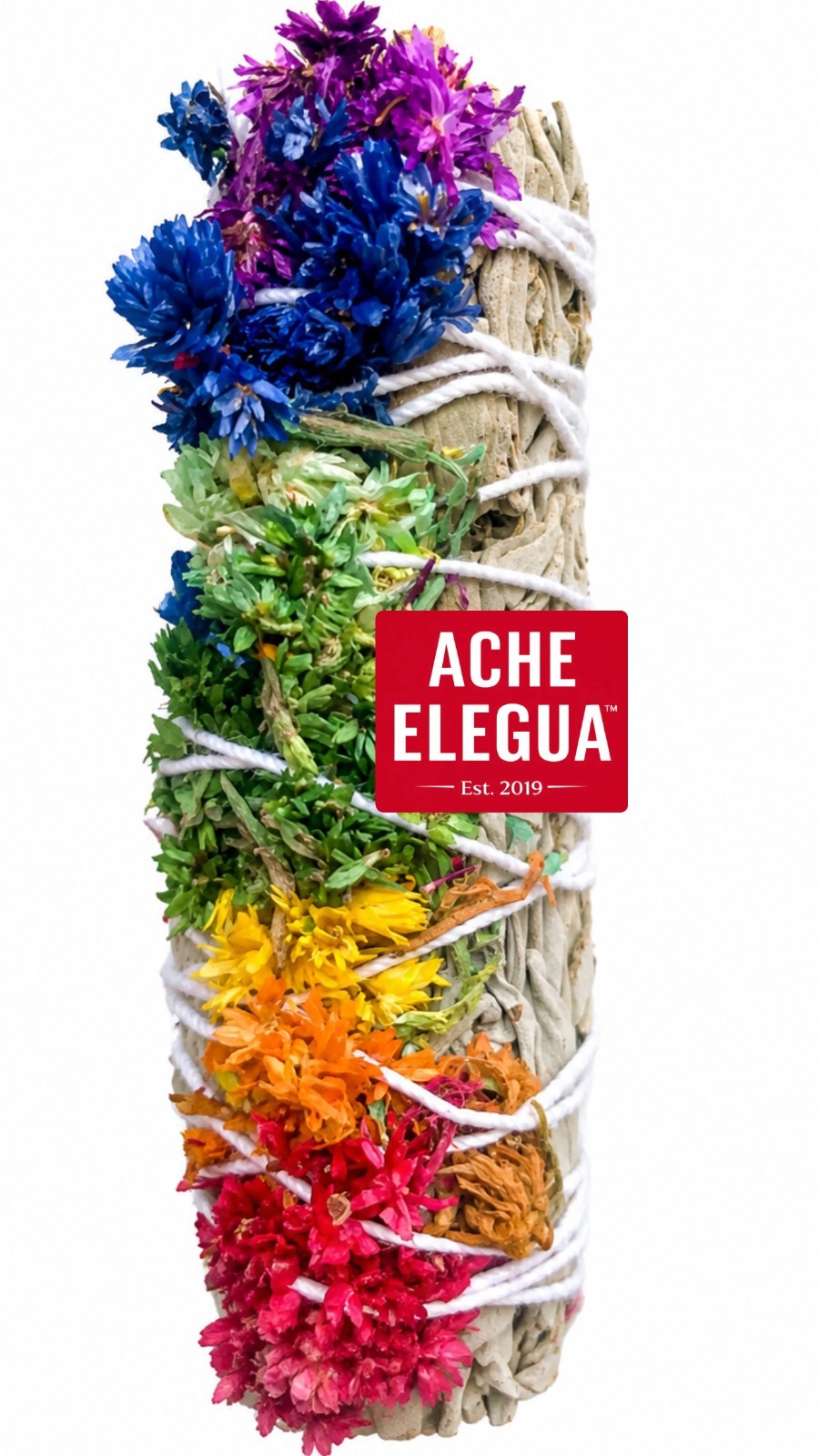 Chakra Sage Smudge Stick for Cleansing, Healing, Reiki, Meditation (1 Bundle)