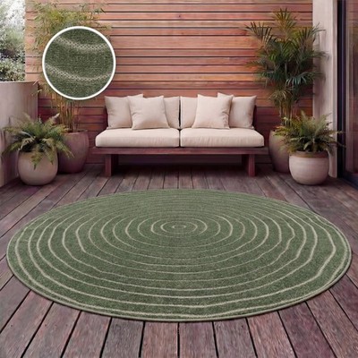 Outdoor Teppich Wetterfest Balkon Wohnzimmer Skandinavisches Boho Einfarbig Grün