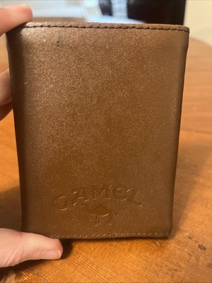 Camel Cigarette Tri-Fold Leather Wallet Vintage Brown