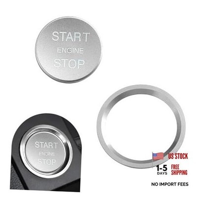 Car Engine Start Stop Push Botton Cover, Aluminum Key Ignition Switch Silver