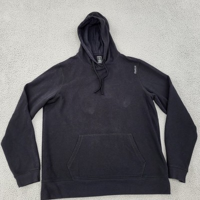 Reebok Hoodie Mens XL Black Logo Pullover Pockets