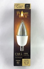 Euri Flickering 1w Led Flame Bulb Decorative 80 Lumens Candelabra E12 White Base