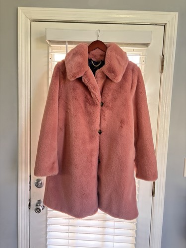 J Crew Pink Teddy Faux Fur Teddy Coat XS Preppy City EUC - Picture 1 of 9