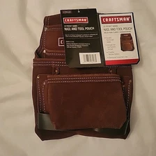 Vintage Craftsman 10 Pocket Suede Nail and Tool Pouch Brown Leather 929110