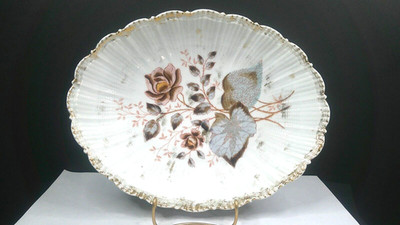 Austrian, Marx & Gutherz, Porcelain, Oval Serving Bowl, Roses, Signed, ExCd