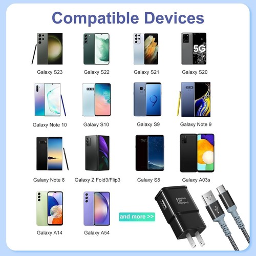 Adaptive Fast Charger & 10ft USB-C Cable 2-Pack - Compatible with Galaxy Phones - Photo 9 sur 9