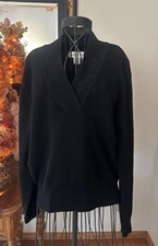 OUTLANDER VTG Women s Black Lambswool/Angora/Nylon V-Neck Sweater Size Medium