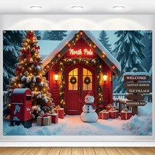 Christmas Backdrop 10x8ft Winter North Pole Forest Xmas Tree 10x8ft, Xmas-1
