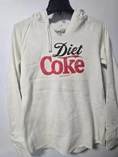 Diet Coke-branded, Lightweight Fleece Hoodie Sweatshirt in Cream| Women’s X-smal