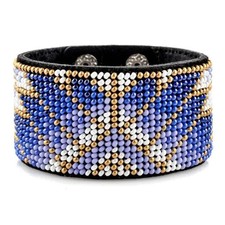 DIY Bead embroidery kit on faux leather Bracelet 4 22cm Black unique gift