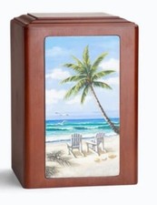 At Peace Memorials Adorn Paradise Wooden Cremation Urn for ashes 210 CI