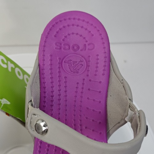 CROCS CYPRUS V HEELS WOMENS US 7 PLATINUM/WILD ORCHID POPULAR VIRAL SANDALS NWT - Picture 17 of 24