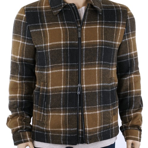 SHAQUILLE O'NEAL XLG Men's LARGE TALL Brown & Tan HONEY PLAID Full Zip JACKET - Picture 6 of 22