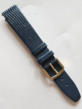 18mm - Dark Blue Snake Pattern Leather Watch Band Gold Buckle/Pins Included 