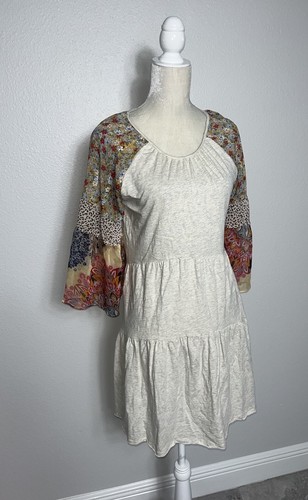 Umgee A Linie Stufen Etuikleid Kontrast 3/4 Ärmel Boho Bauern Cottagecore S - Bild 6 von 12