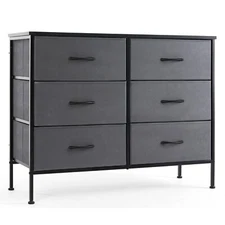 6 Fabric Drawers Dresser Chest of Drawer Organizer Storage TV Stand for Bedroom