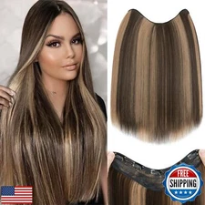 S-noilite One Piece Clip in Hair Extensions Balayage 18 Inch U-Shaped One Pie