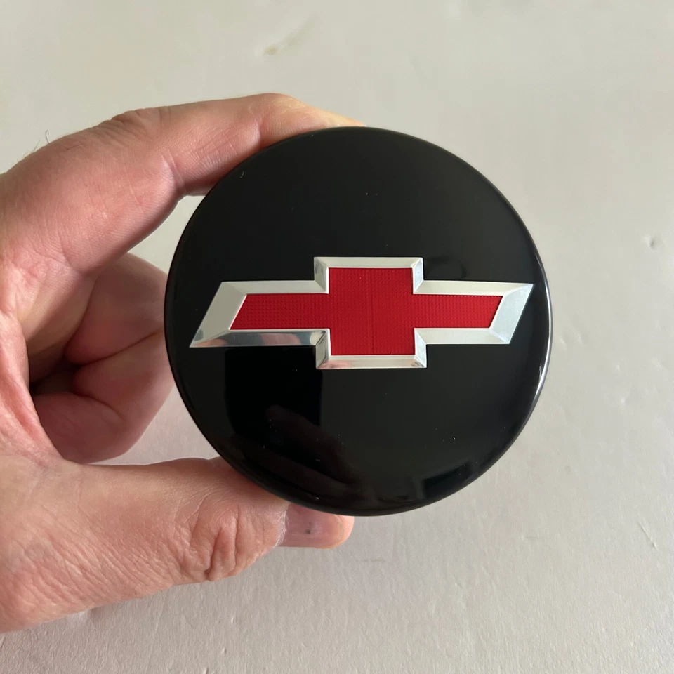 4x Black Chevy Wheel Center Caps Chrome Red Emblem Chevrolet Silverado Tahoe 14+ - Image 4 of 4