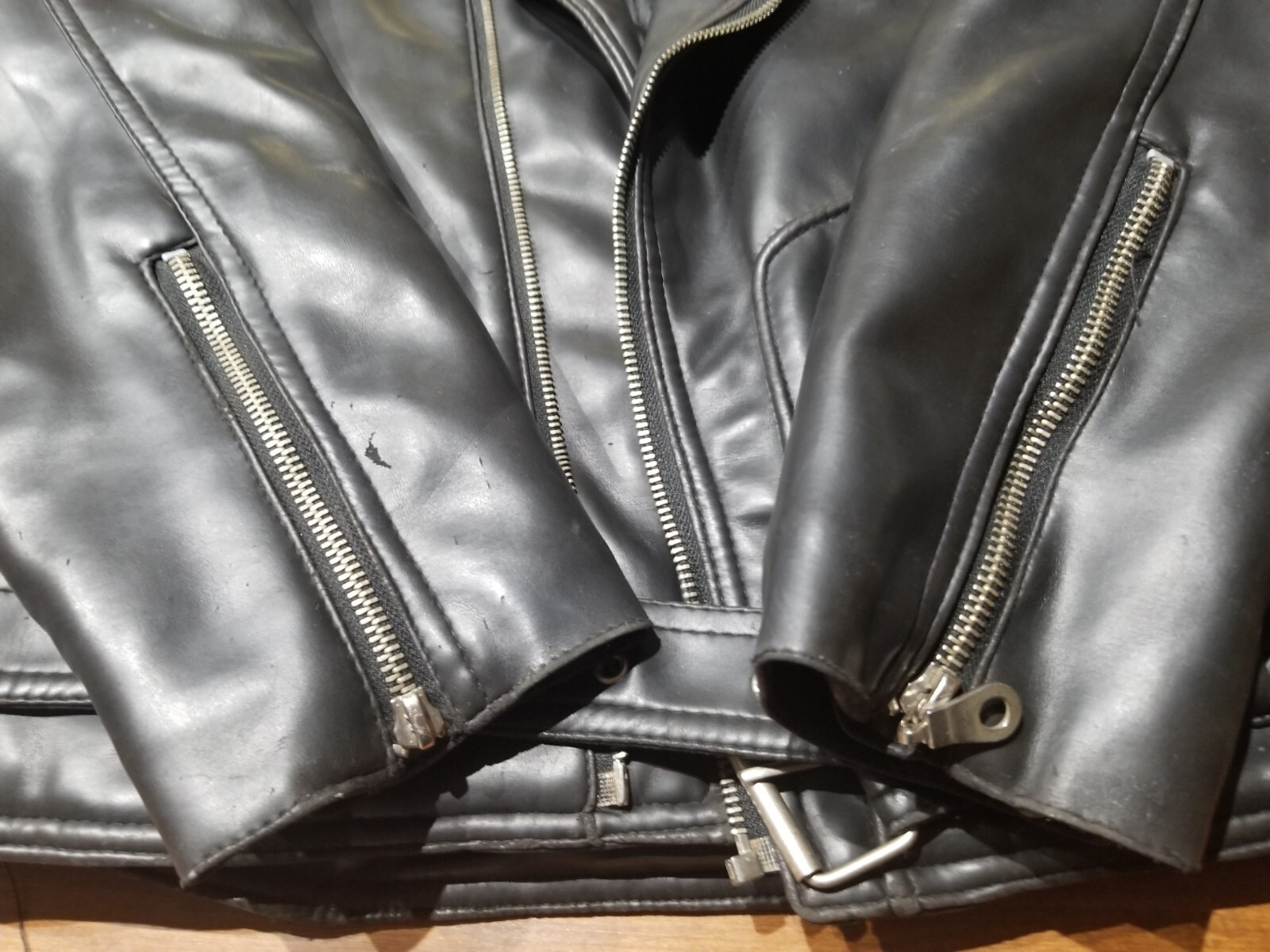 Harley Davidson Vintage Faux Leather Motorcycle Jacket Embroidered eBay