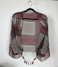 Women's Infinity Scarf  Necklace Wrap Brown Tones Sheer