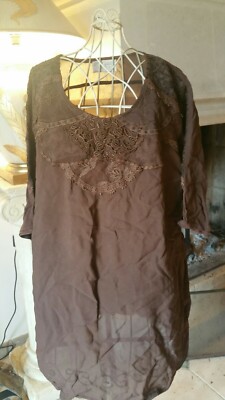 Tunique Femme Promod Taille 38 - Voile Marron - Occasion En Parfait État