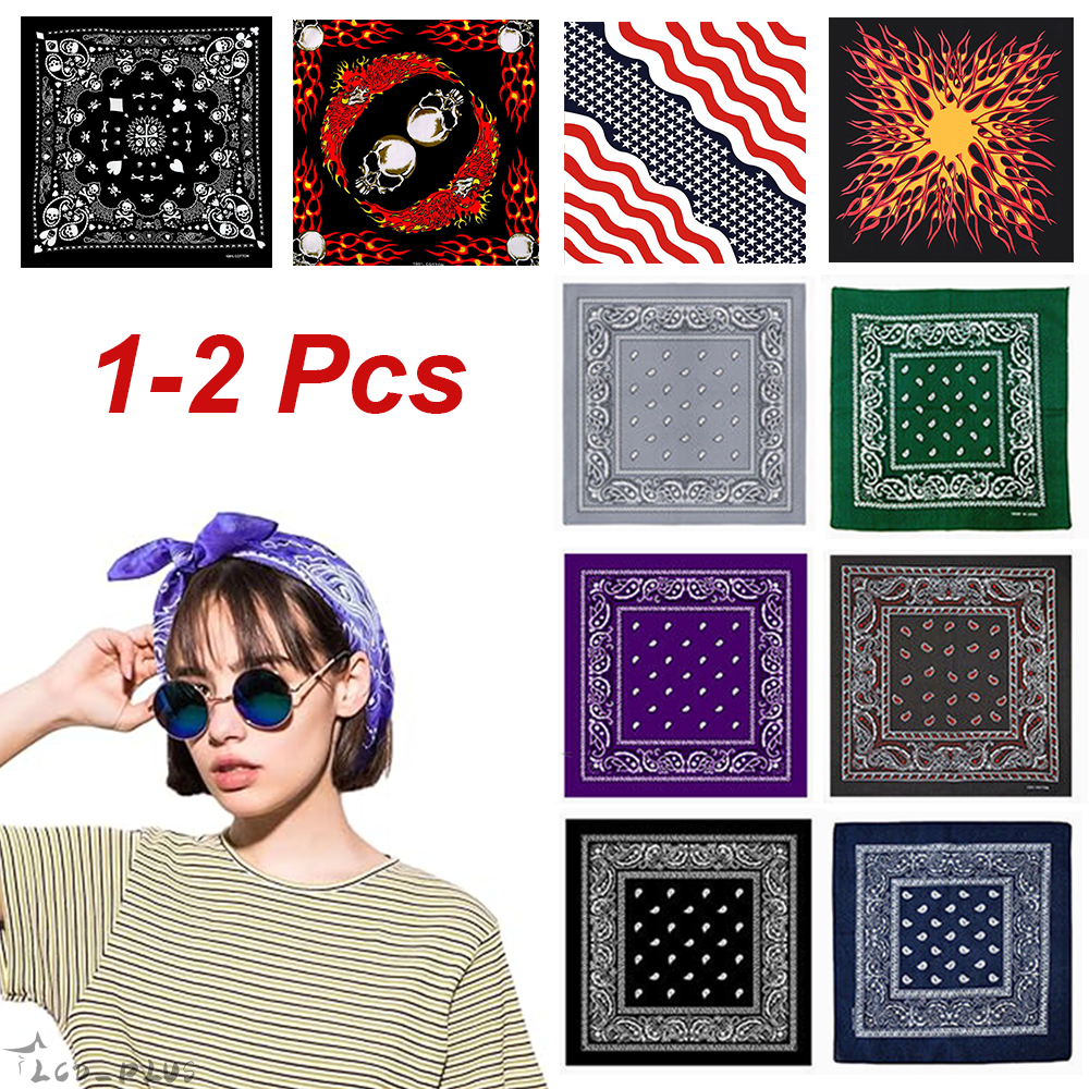 専用ページ(#594) 1-2Pcs Bandana 100% Cotton Paisley Print Double-Sided Scarf Head