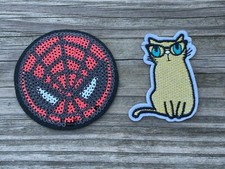Iron On Patches Lot of 2 Patch Cat Embroidery Applique DIY Patches