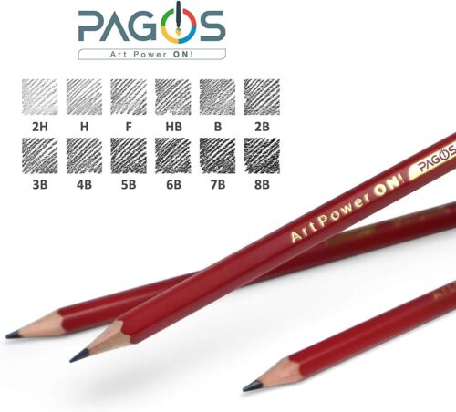 Pagos 12 Matite da disegno schizzo professionale grafite arte carbone - Foto 6 di 6