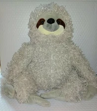 Kinrex 3-TOED SLOTH Gray Soft Shaggy Curly Plush 16in Velour Soft Feet Face