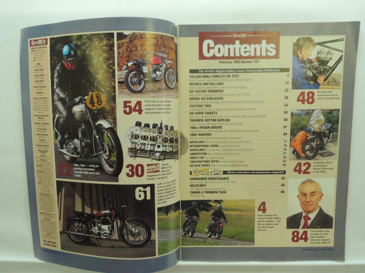 Feb 1993 Classic Bike Magazine Triumph Twin Honda Gilera