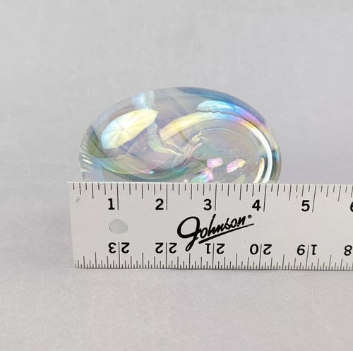 Signed Robert Eickholt Iridescent Pinched Art Glass Paperweight Swirl Rare - Picture 5 of 5