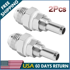 2Pcs -8AN AN8 Male Flare Bulkhead To 3/8 Hose Barb Fuel Tank Fitting Adaptor Kit