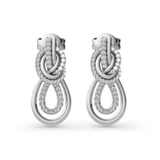 18k White & Rose Gold Plated CZ Infinity Ribbon Drop Earrings For Women 