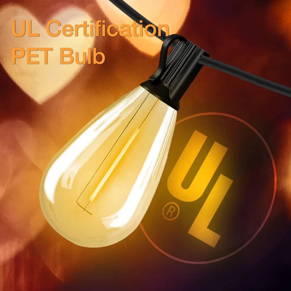 Cadena de luces LED de 50 pies - 800 pies para exteriores resistentes a la humedad ST38 LED luces de patio Foto 2 de 4