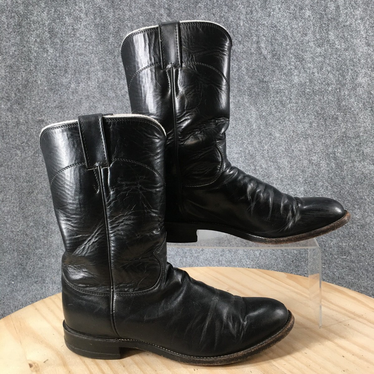 Men’s Justin Boots, Black Leather Mid-Calf Justin Men main image 3