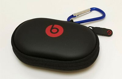 Hard Pocket Case for Beats Earphones In-Ear Earbuds.  With Navy BLUE Carabiner.