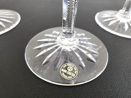 VTG Rogaska JASMINE Set of 4 Crystal Hock Wine Glasses Etched Floral & Diamond - Picture 5 of 16
