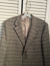 Vintage Lands End Wool Plaid Blazer Jacket Size 41 Reg