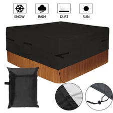 Heavy Duty Square Outdoor Hot Tub SPA Cover Waterproof Windproof w/ Storage Bag