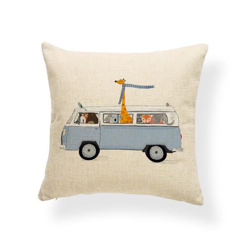 Novel Animal Outing Pillowcase Car Giraffe Penguin Elephant Bear Fox Tram - Picture 7 of 33